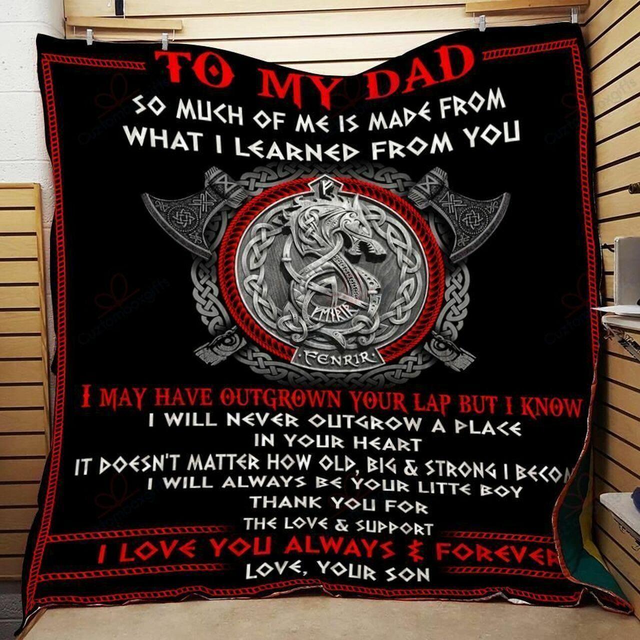 onalized To My Dad Quilt Blanket Fron I Will Never Outgrow A Place In Your Heart Greattomized Blanket G For Birthday C Thgiving Fat Day