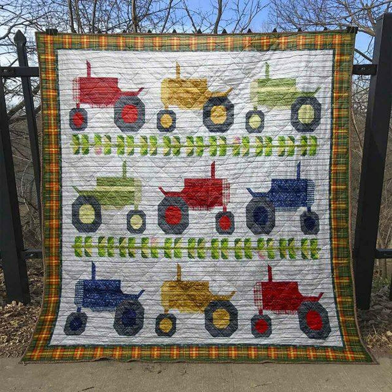 Colorful Tractor Quilt Blanket Tr12 Quilt