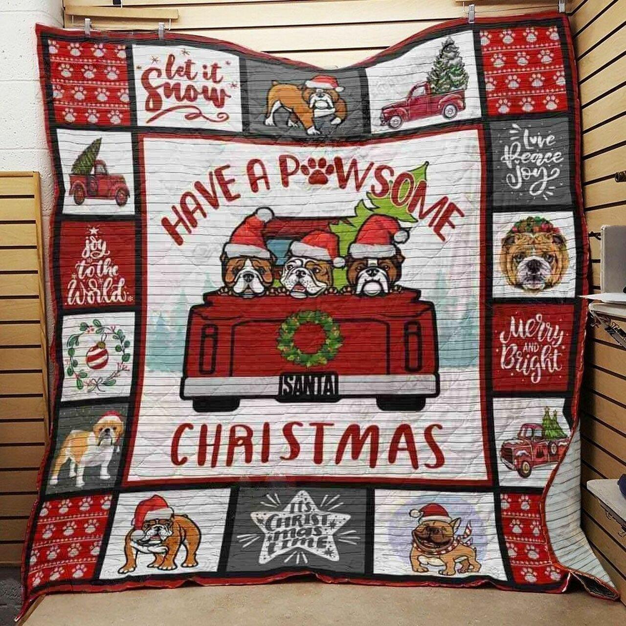 Red Truck Bulldog Have A Pome C Quilt Blanket Greattomized Blanket G For Birthday C Thgiving