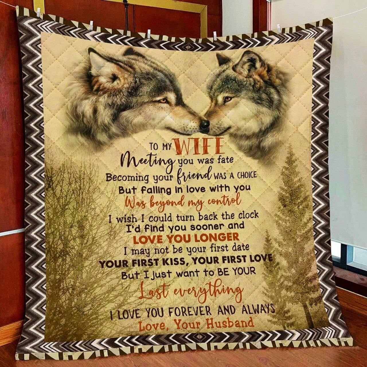 onalized Wolf To My Wife Quilt Blanket Fromband I Love You Forever And Al Greattomized Blanket G For Birthday C Thgiving
