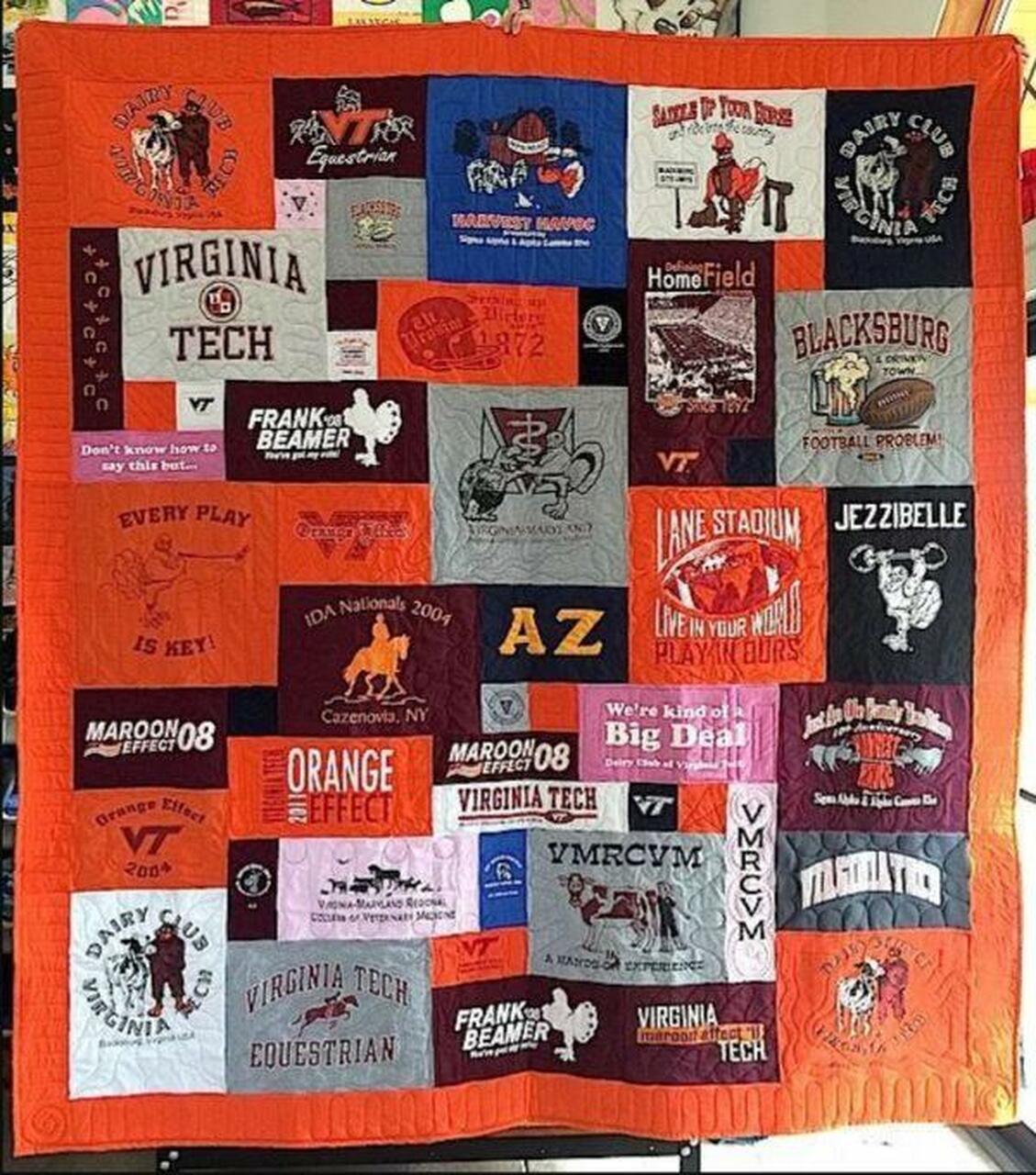 Virginia Tech Orange Quilt Blanket Lv01 Quilt