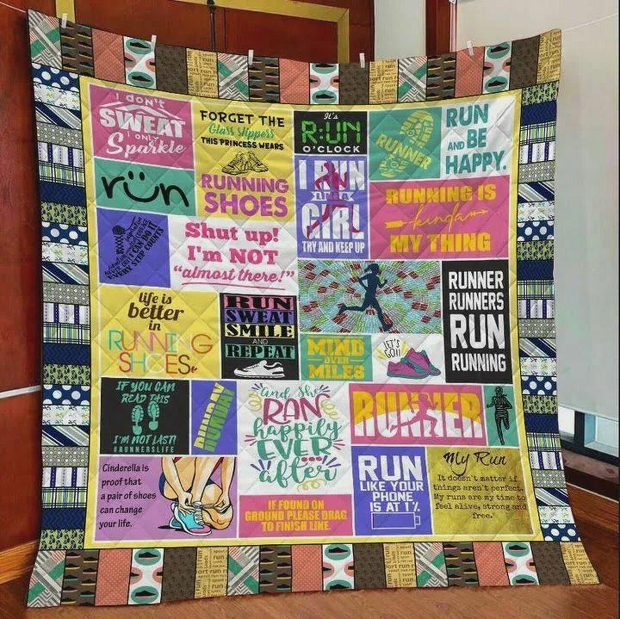 Running Lif Better In Runni Quilt Blanket Greattomized Blanket G For Birthday C Thgiving