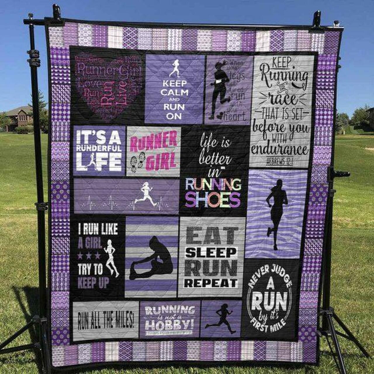 I Run Like A Girl Try To Keep Up Quilt Blanket Tr12 Quilt