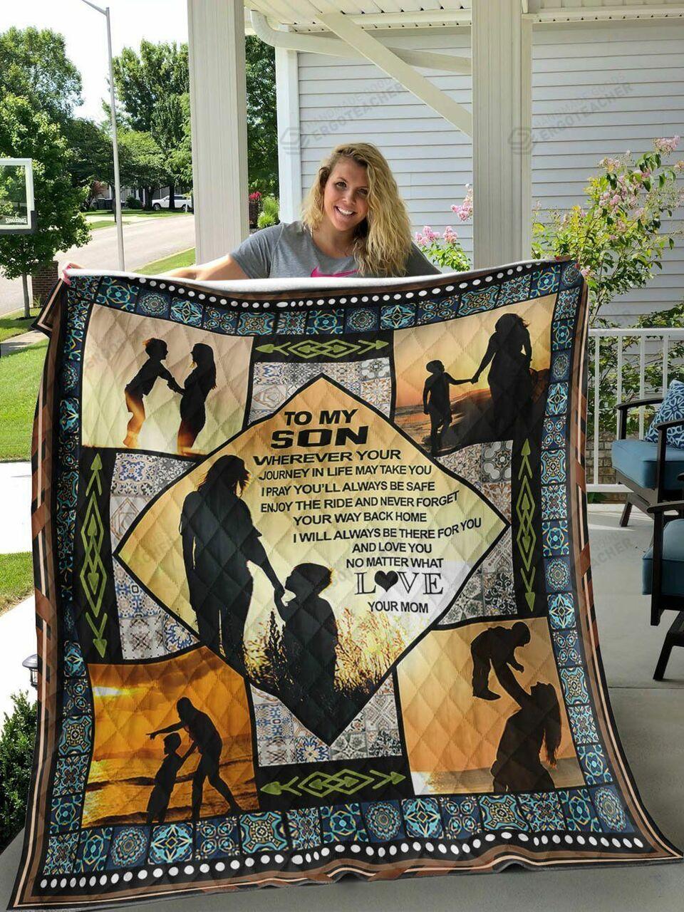 Ponalized To on From Mom Never Forget Your Way Back Home Quilt Blanket Greattomized G For Birthday C Thgiving