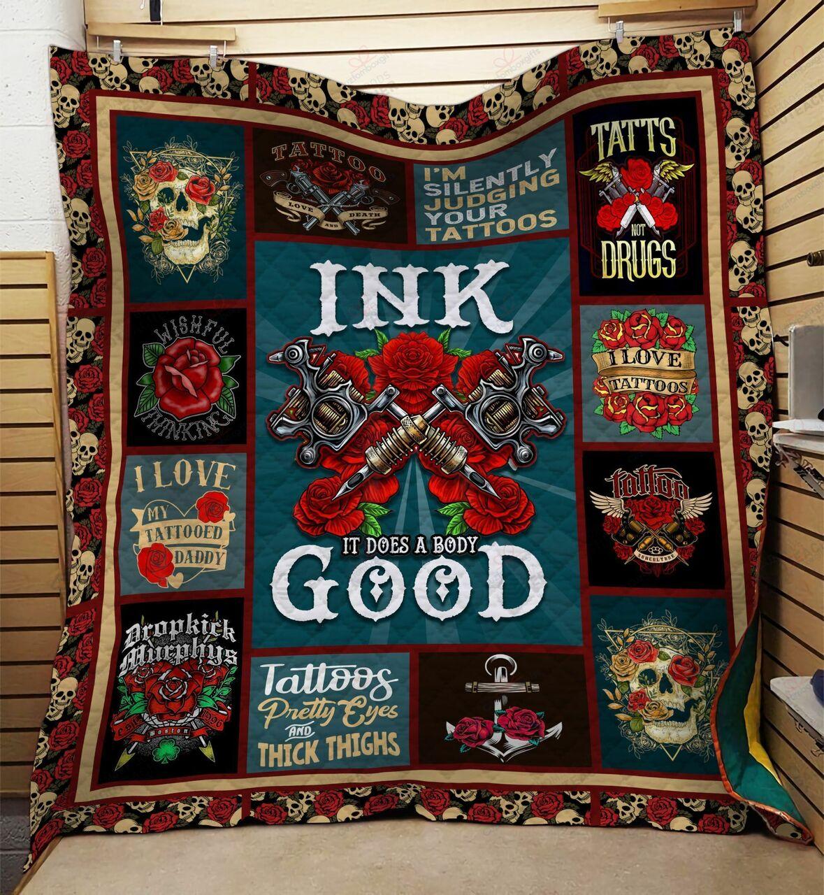 Tattooe Ink It A Body Good Quilt Blanket Greattomized Blanket G For Birthday C Thgiving