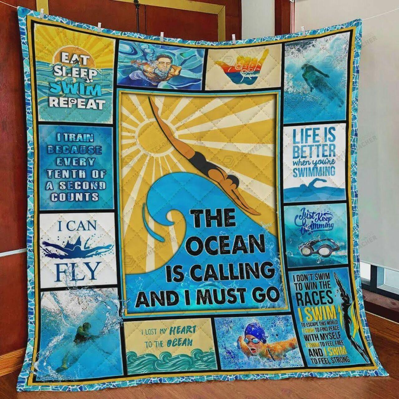Swimming The Ocea Calling And It Go Quilt Blanket Greattomized Blanket G For Birthday C Thgiving