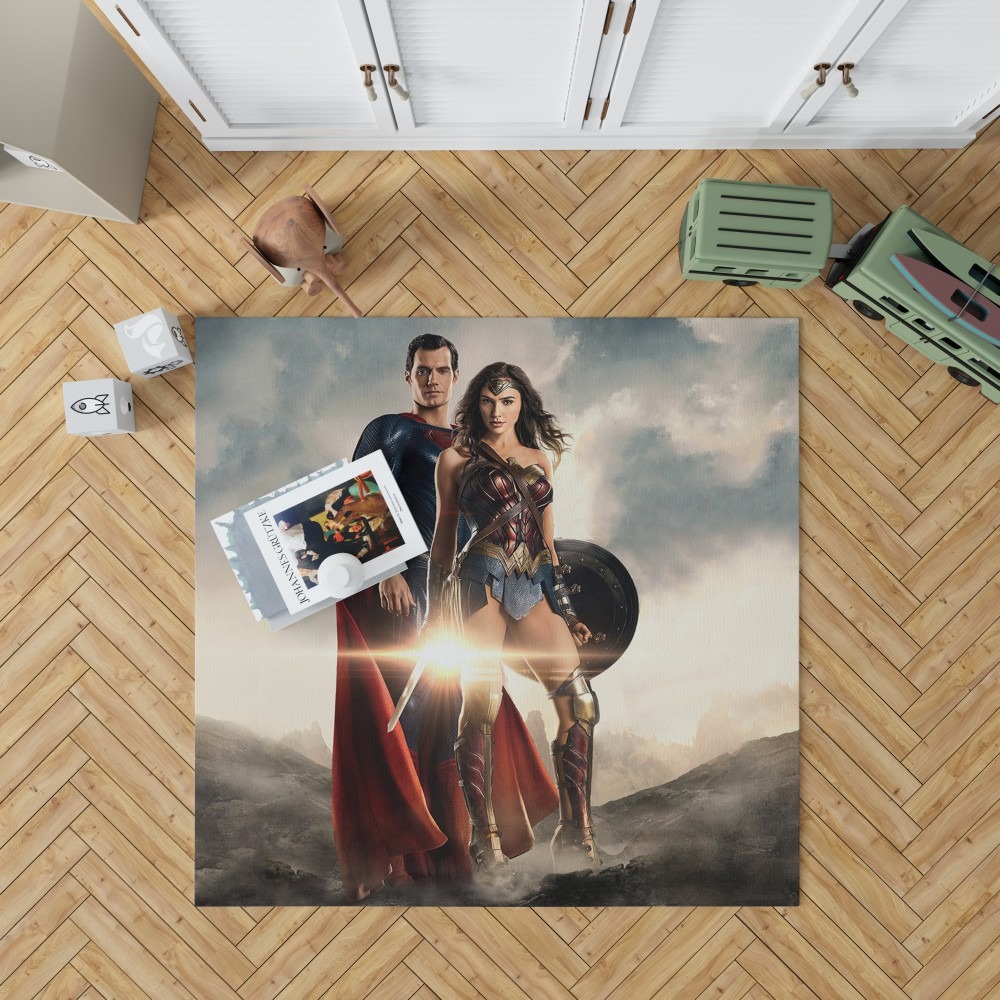 Superman And Wonder Woman Bedroom Living Room Floor Carpet Rug