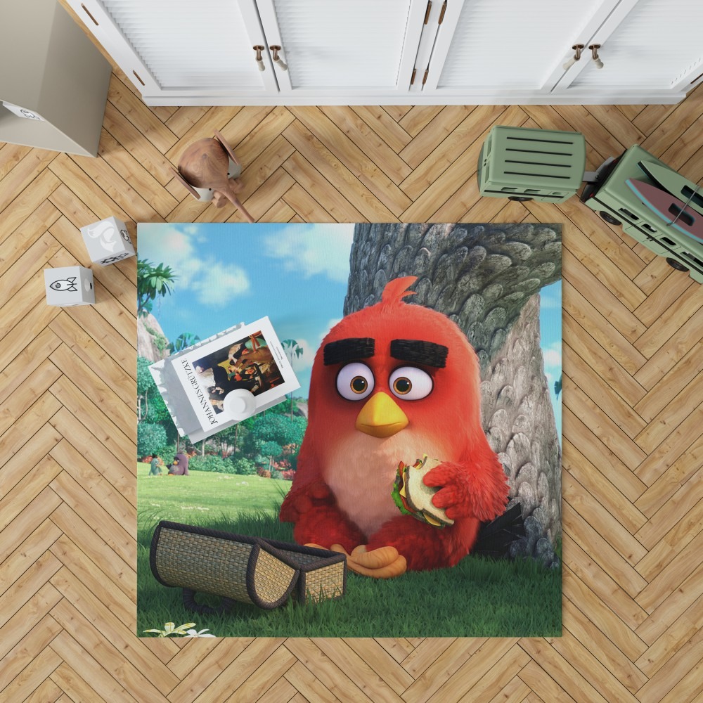 Red Angry Birds Movie Bedroom Living Room Floor Carpet Rug