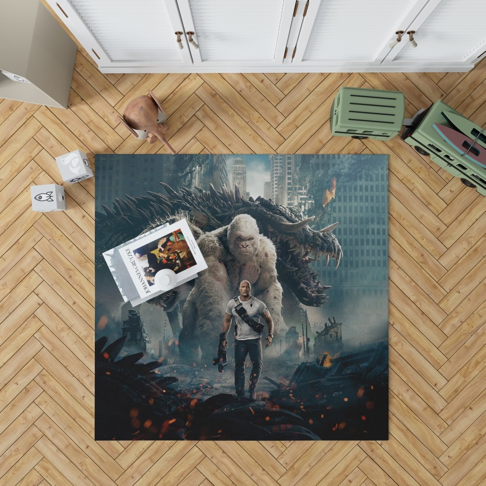 Rampage Dwayne Johnson White Gorilla Bedroom Living Room Floor Carpet Rug