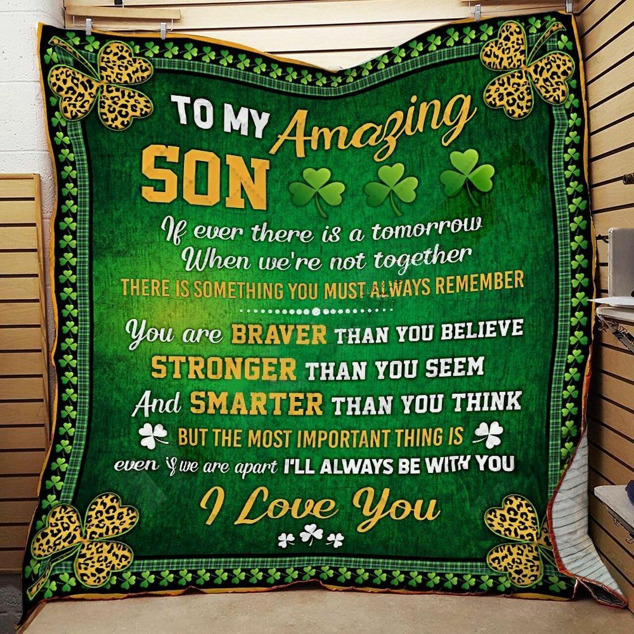 onalized h To My Amazion From Mom Dad You Are Braver Quilt Blanket Greattomized G For Birthday C Thgiving