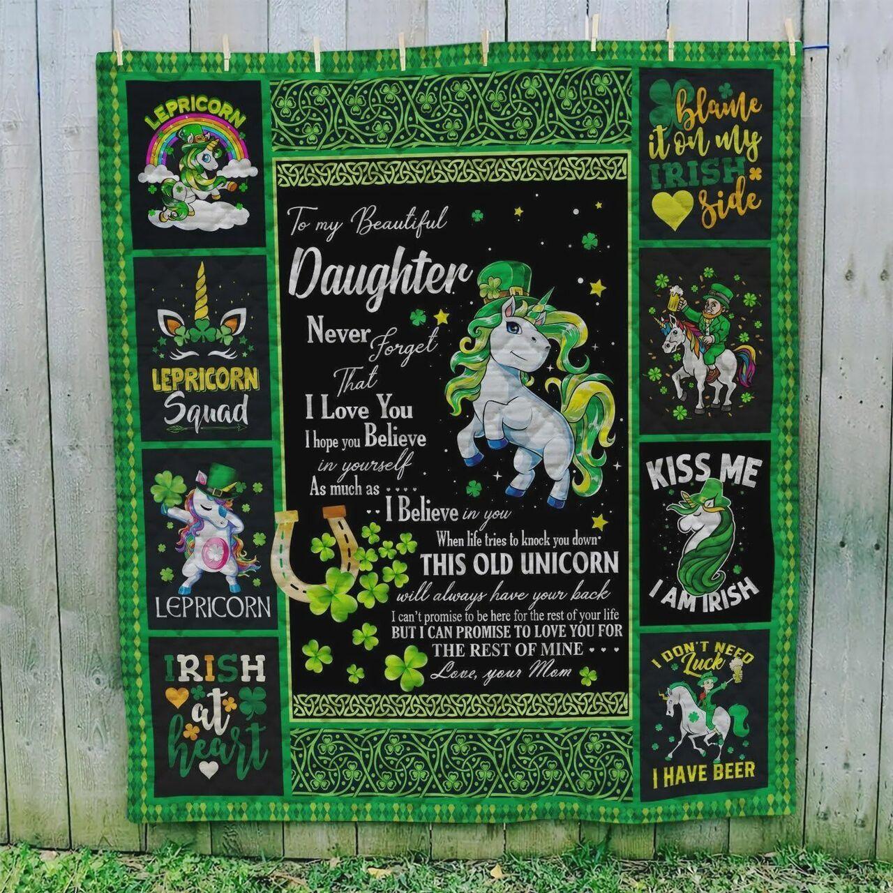 onalized Lepricorn To My Daughter Quilt Blanket From Mom Never Forget That I Love You Greattomized Blanket G For Birthday C Thgiving