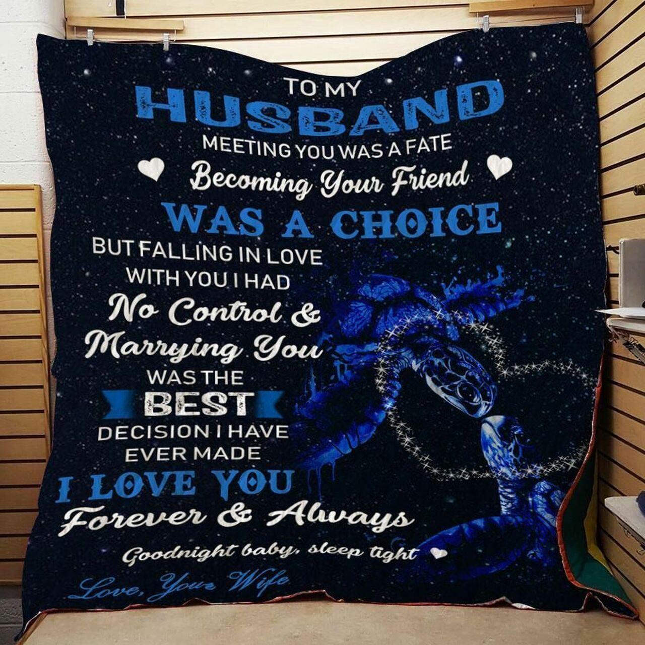 Ponalized Turtle To Myband From Wife Meeting You A Fate Quilt Blanket Greattomized G For Birthday C Thgiving Wedding Valent Day