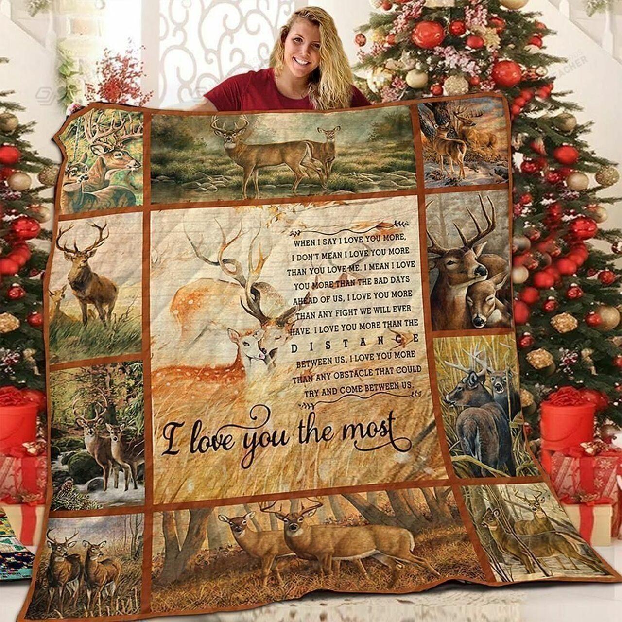 Deer I Love You Thet Quilt Blanket Greattomized Blanket G For Birthday C Thgiving