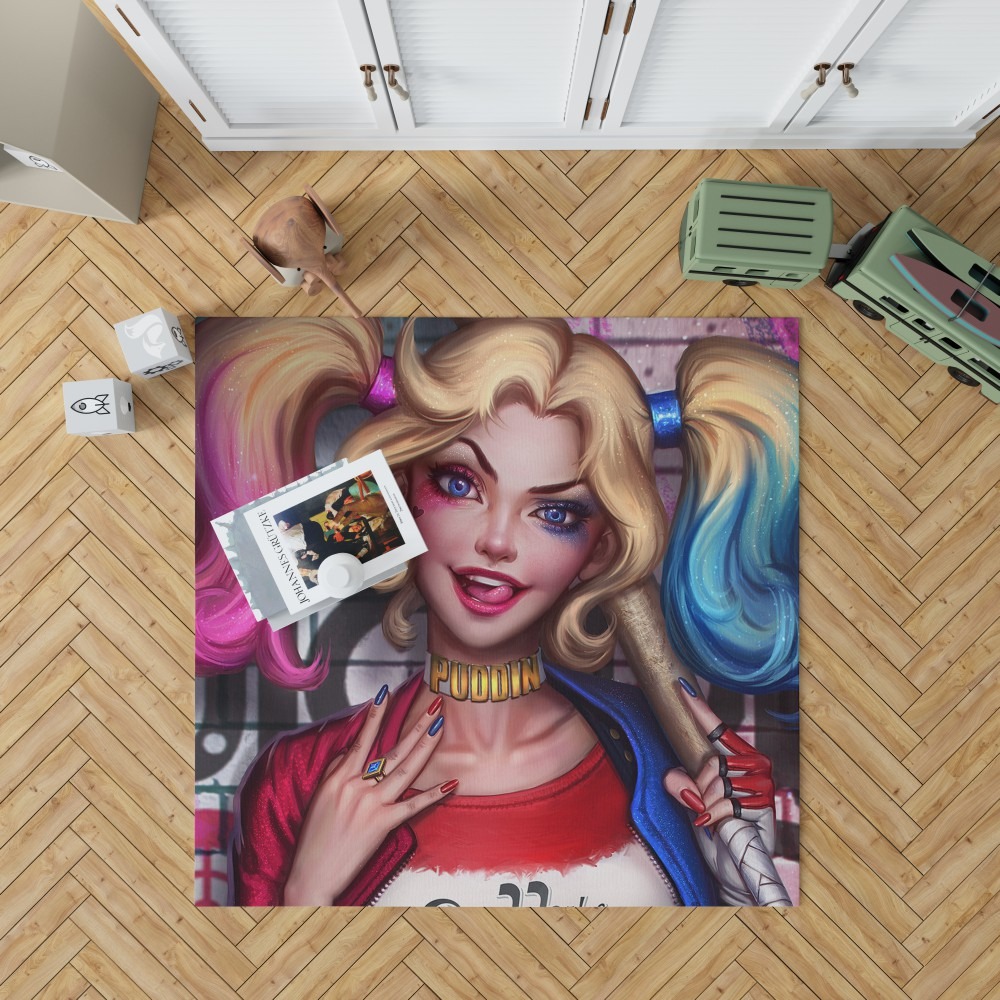 Harley Quinn Dc Comics Artwork Bedroom Living Room Floor Carpet Rug