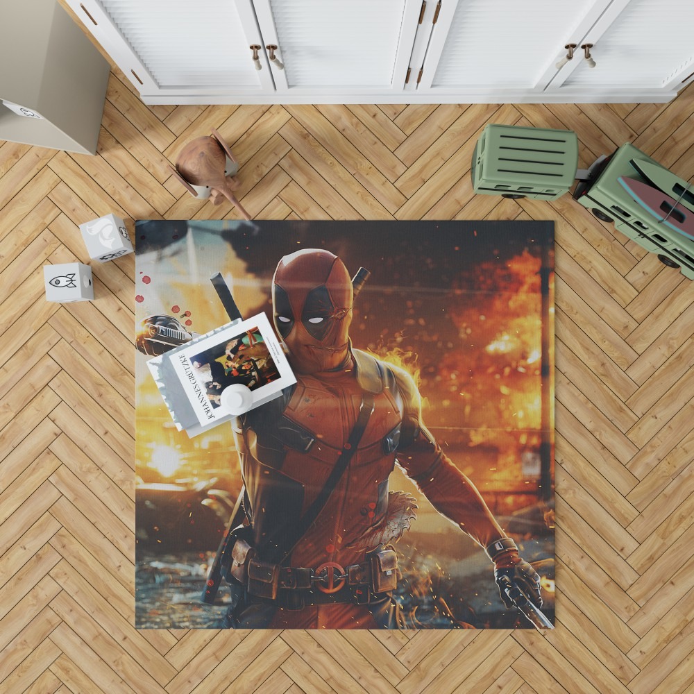 Deadpool Artwork Super Hero Bedroom Living Room Floor Carpet Rug