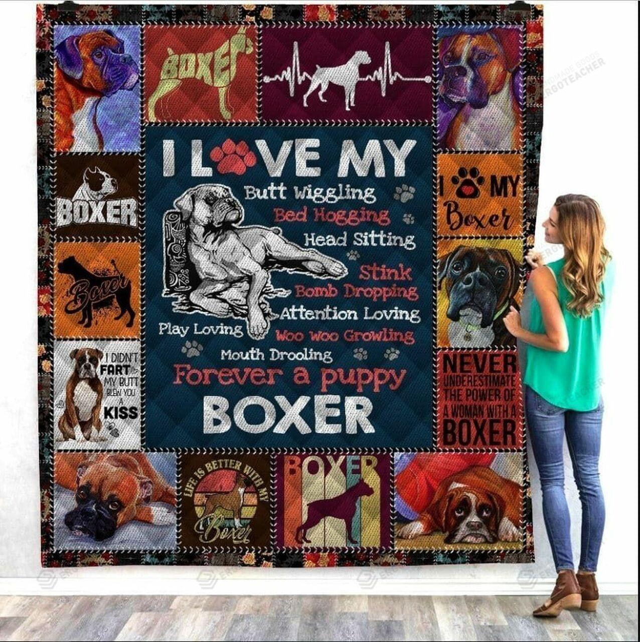 Boxer I Love My Butt Wiggling Forever A Puppy Quilt Blanket Greattomized Blanket G For Birthday C Thgiving