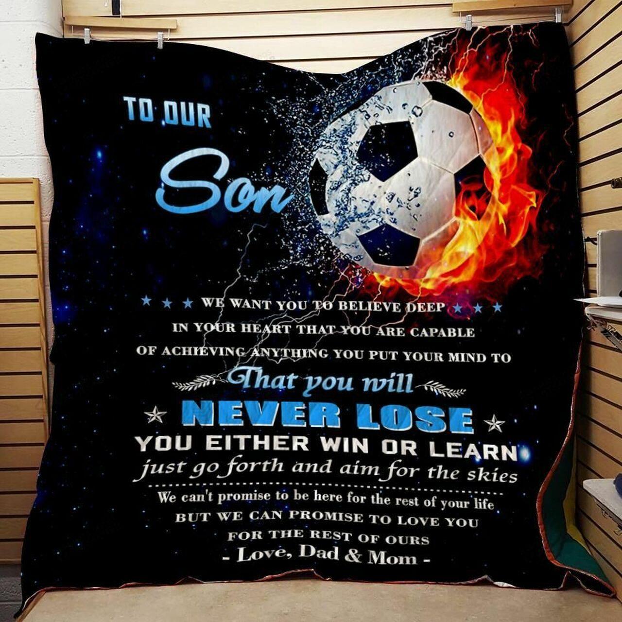 onalizoccer To on From Dad Mom You Will Nevere Quilt Blanket Greattomized G For Birthday C Thgiving