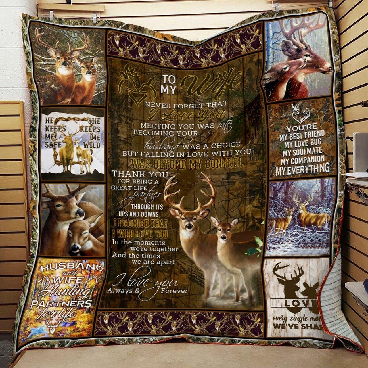 onalized Deer To My Wife Fromband Never Forget That I Love You Quilt Blanket Greattomized G For Birthday C Thgiving Wedding Valent Day
