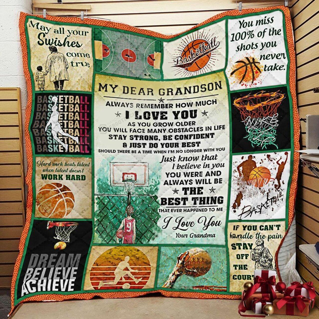 onalizedketball To My Dear Gron Quilt Blanket From Grandma Al Remember How Much I Love You Greattomized Blanket G For Birthday C Thgiving