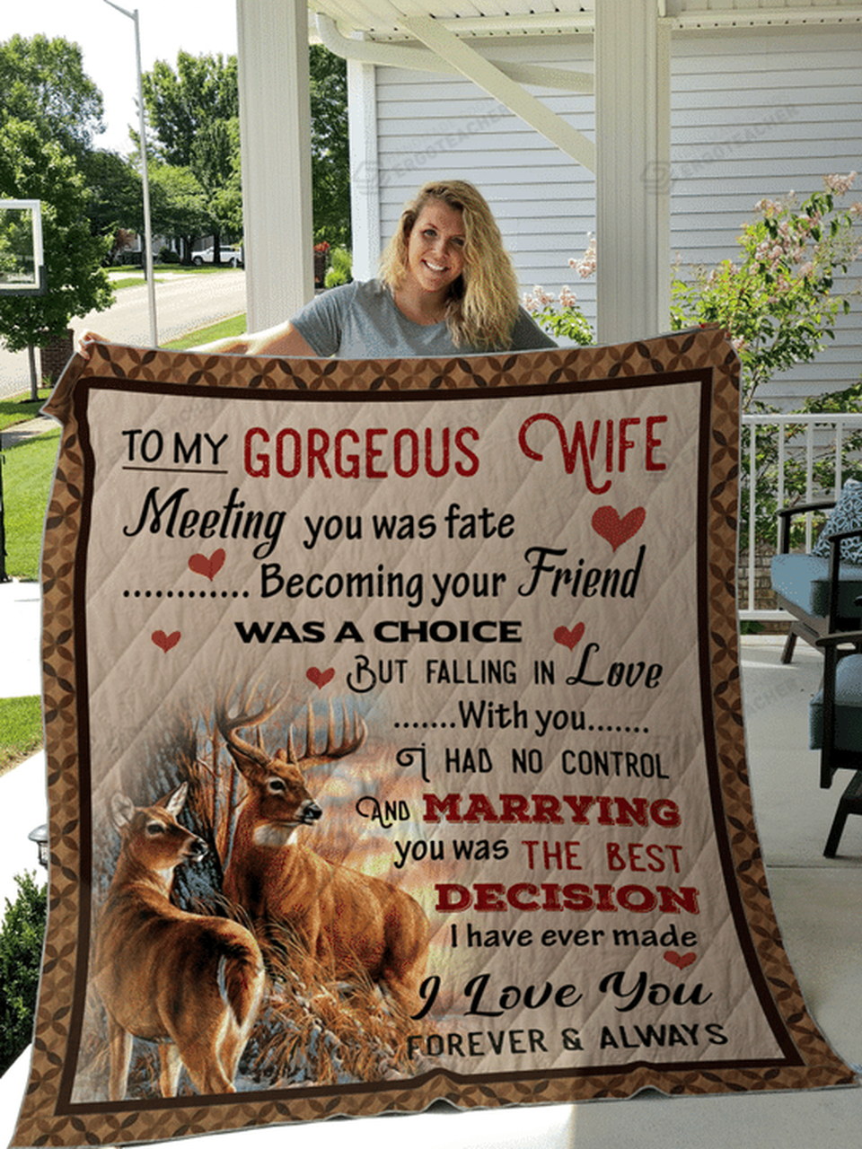 onalized Deer To My Wife Fromband I Love You Forever And Al Quilt Blanket Greattomized G For Birthday C Thgiving