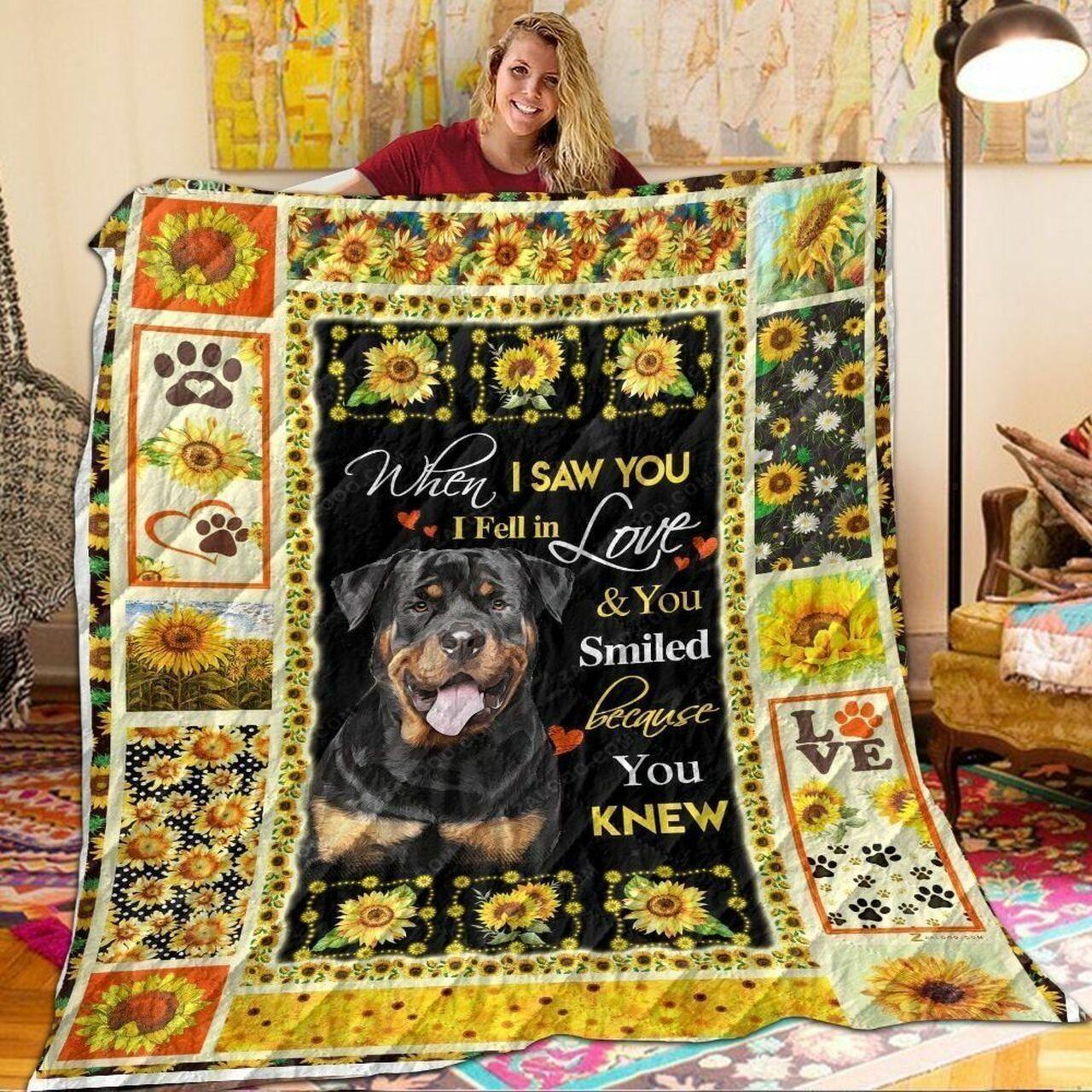 Rottweiler Whenaw You I Fell In Love And Ymiled Bee You Knew Quilt Blanket Greattomized Blanket G For Birthday C Thgiving