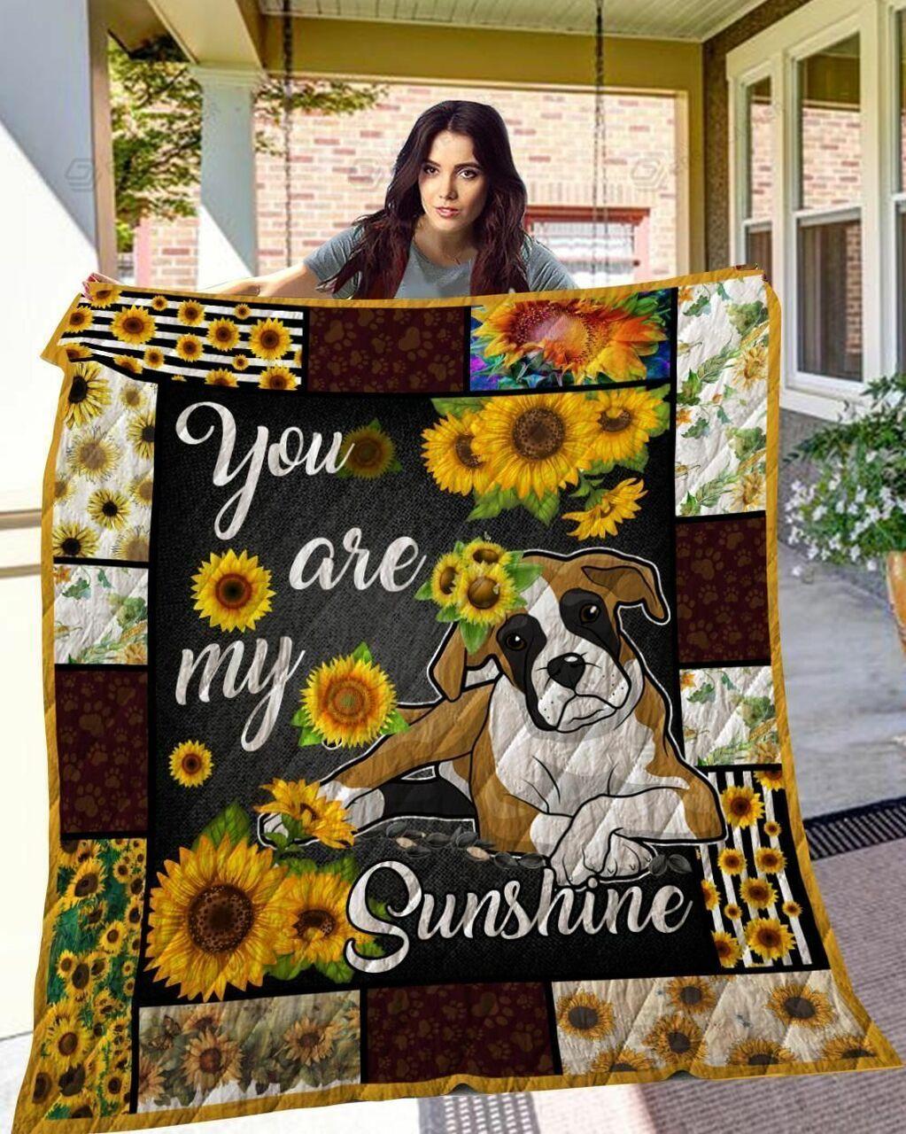 Sunflower Boxer You Are unshine Quilt Blanket Greattomized Blanket G For Birthday C Thgiving