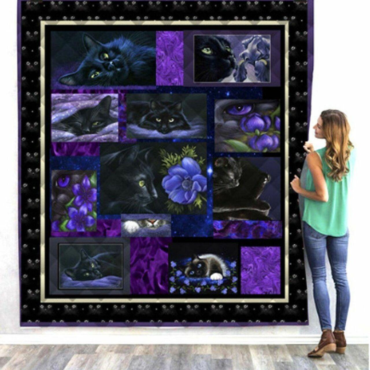 Purple And Black Cat Clh0412532Q Quilt Blanket