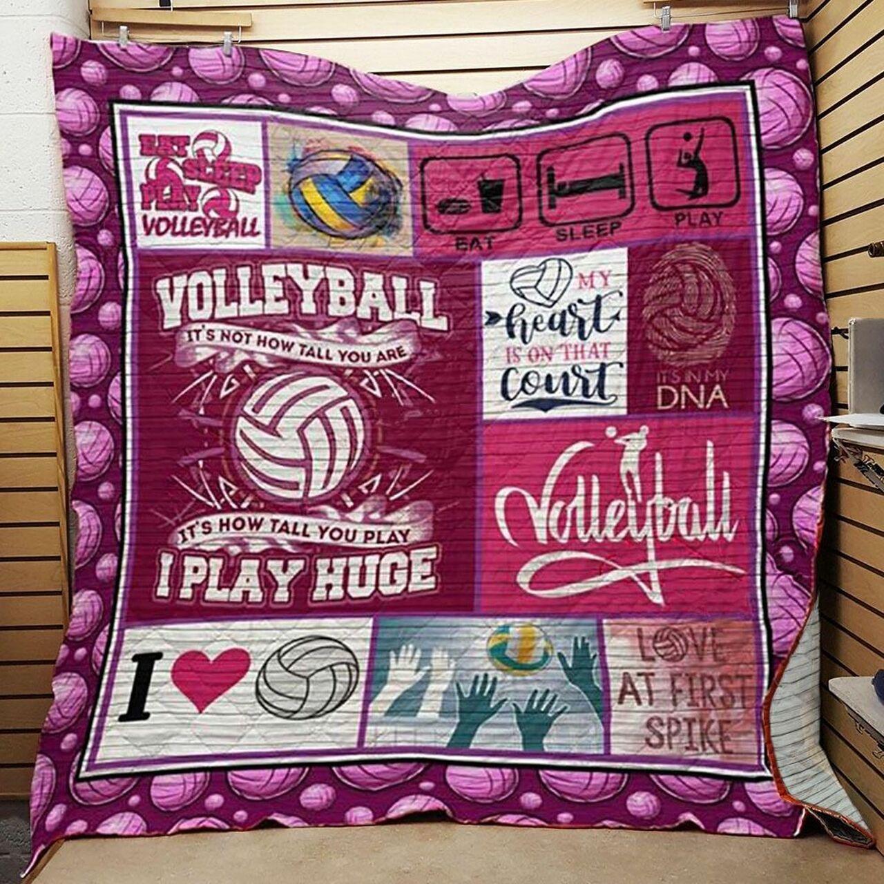 Volleyball Not How Tall You Are How Tall You Play I Play Huge Quilt Blanket Greattomized Blanket G For Birthday C Thgiving