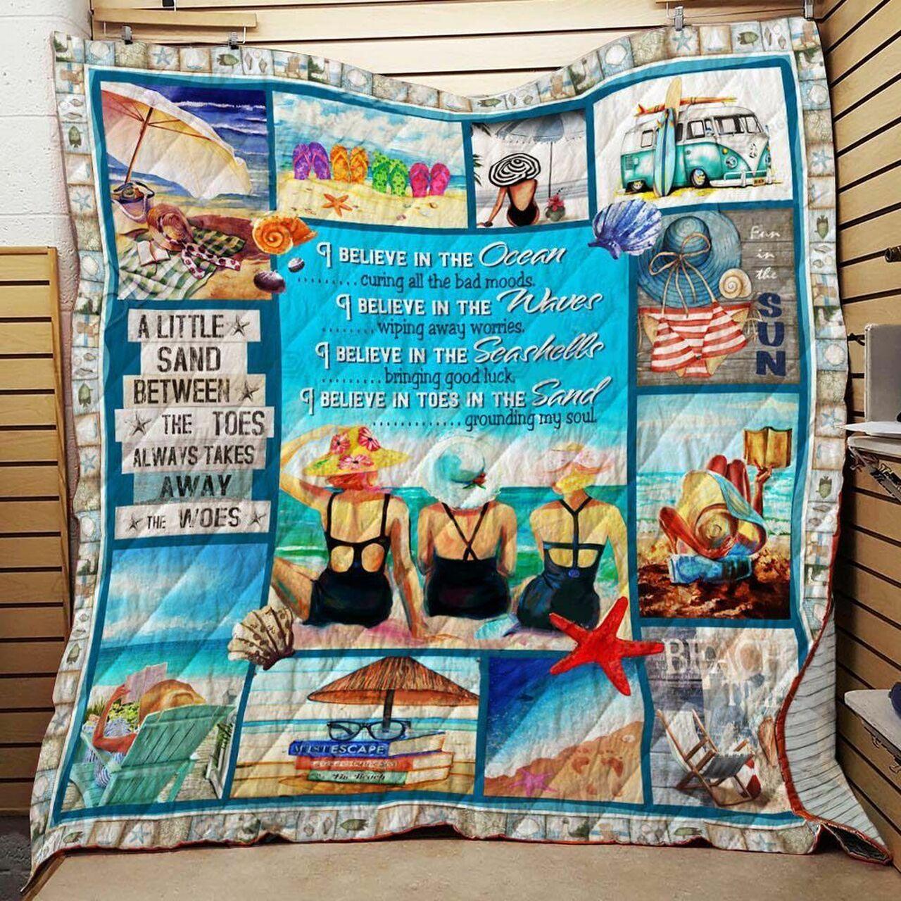 Beach I Believe In The Ocean Curing All The Bad M Quilt Blanket Greattomized Blanket G For Birthday C Thgiving