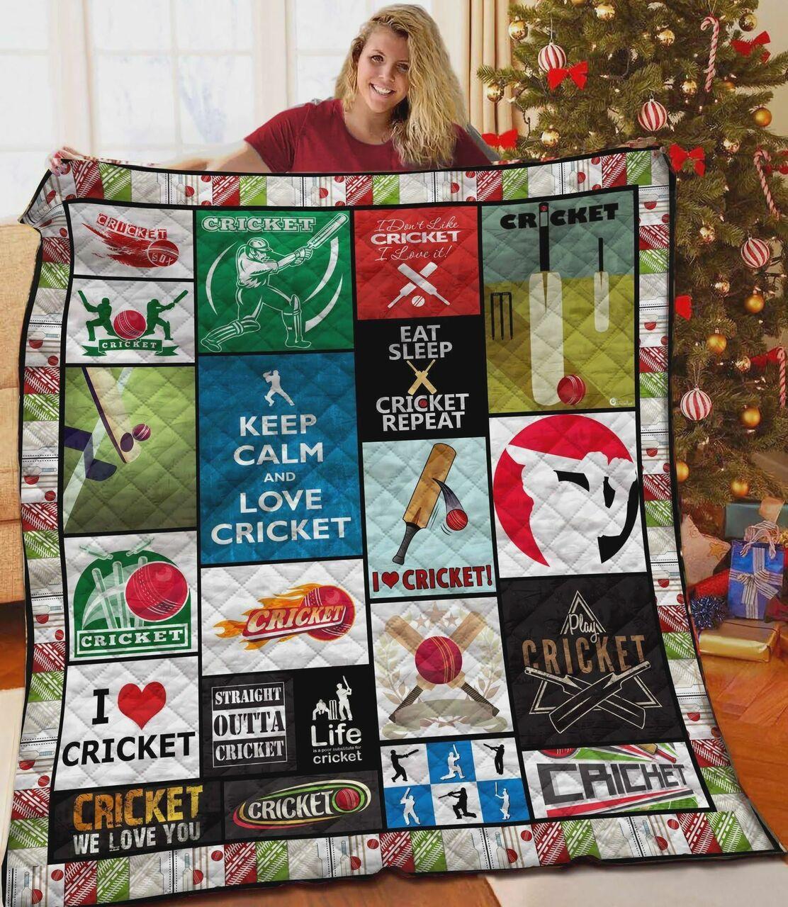 Keep Calm And Love Cricket Quilt Blanket Greattomized Blanket G For Birthday C Thgiving
