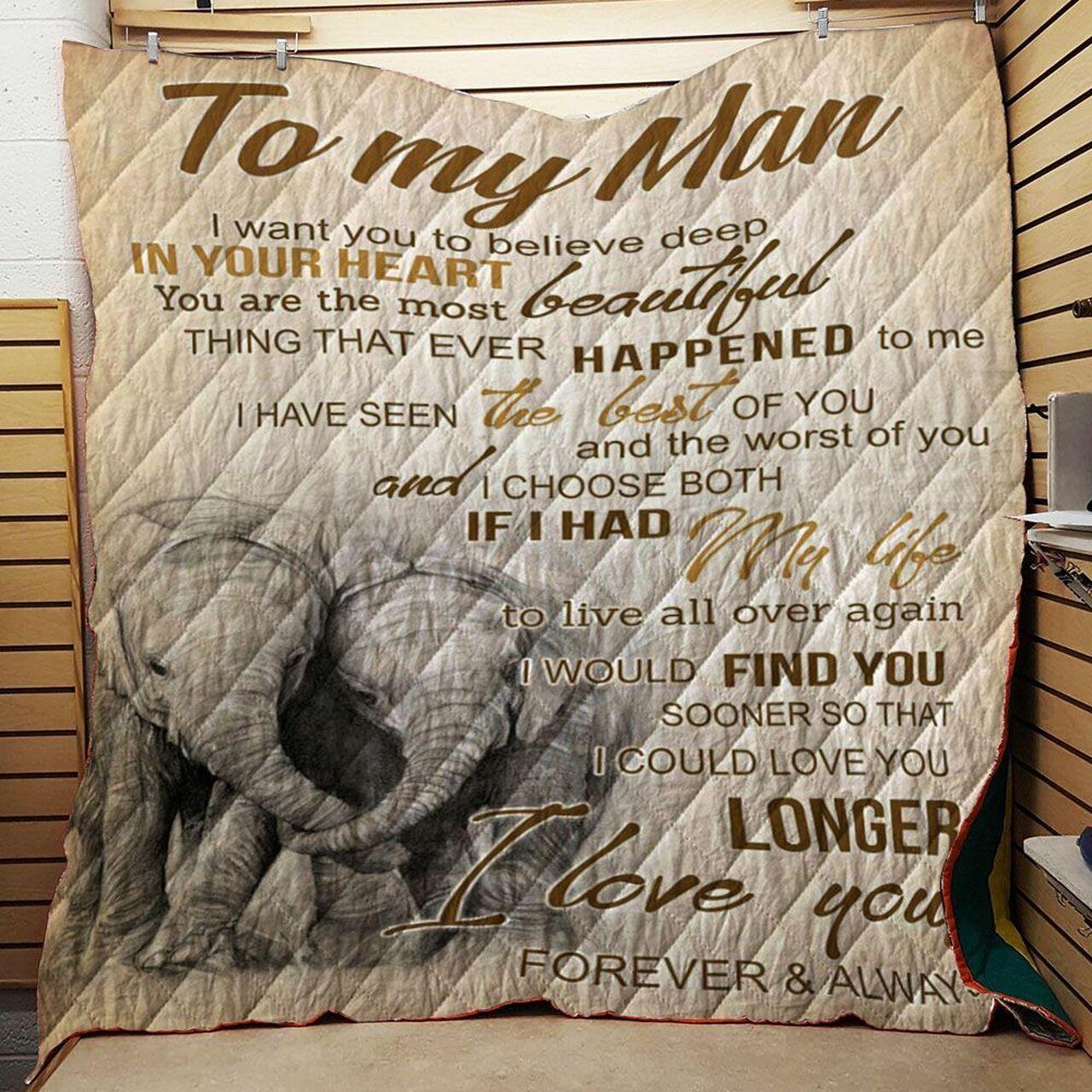 Elephant To My Man Cl18110814Mdq Quilt Blanket