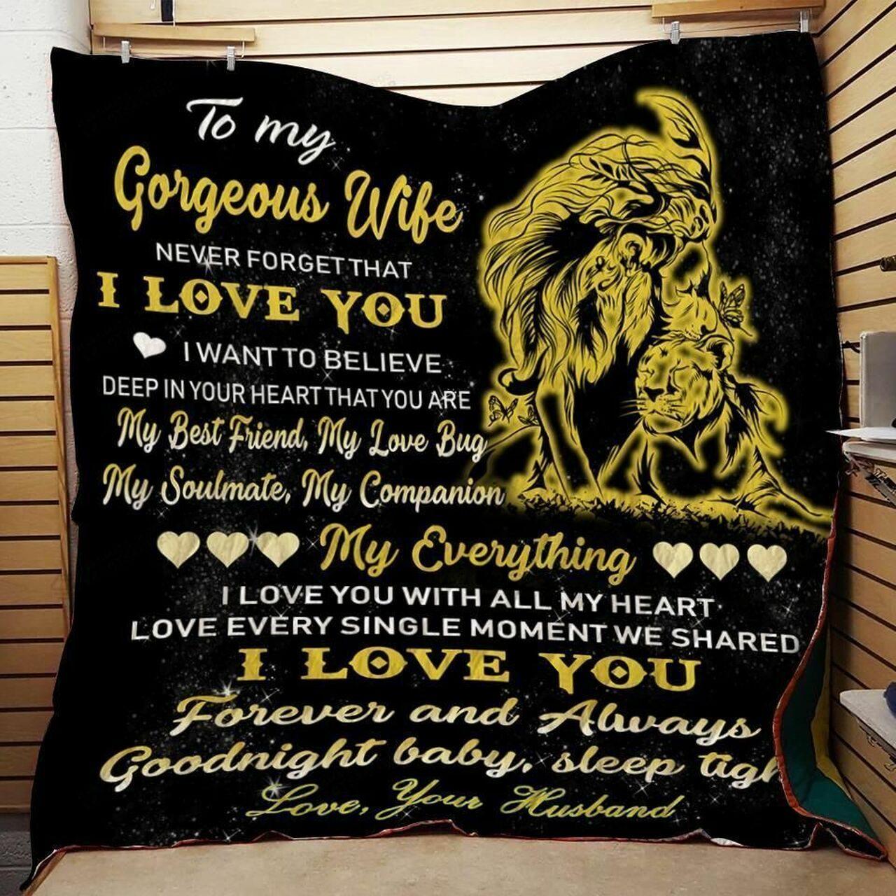 onalized Lion To My Wife Quilt Blanket Fromband I Love You With All My Heart Greattomized Blanket G For Birthday C Thgiving
