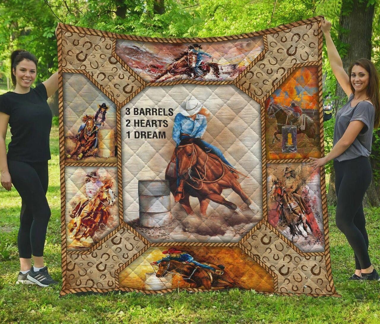 Barrel Racing 3 Bar 2 He 1 Dream Quilt Blanket Greattomized Blanket G For Birthday C Thgiving