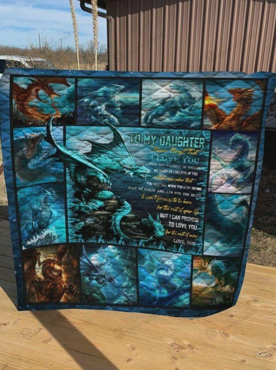 onalized Dragon To My Daughter From Mom Never Forget That I Love You Quilt Blanket Greattomized G For Birthday C Thgiving
