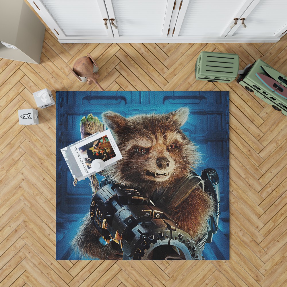 Guardians Of The Galaxy Vol 2 Movie Groot Marvel Comics Rocket Raccoon Bedroom Living Room Floor Carpet Rug