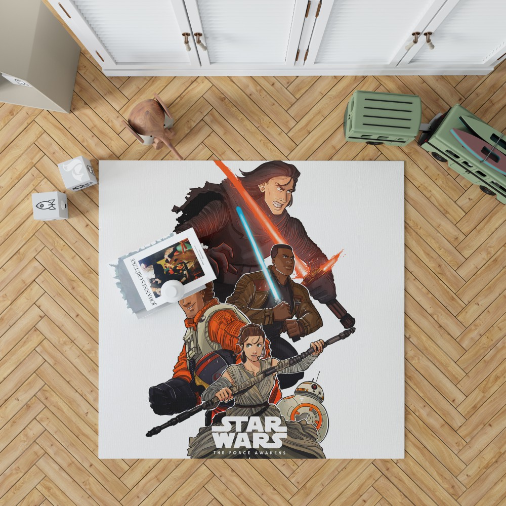Star Wars Episode Vii The Force Awakens Movie Bb-8 Finn Kylo Ren Poe Dameron Bedroom Living Room Floor Carpet Rug
