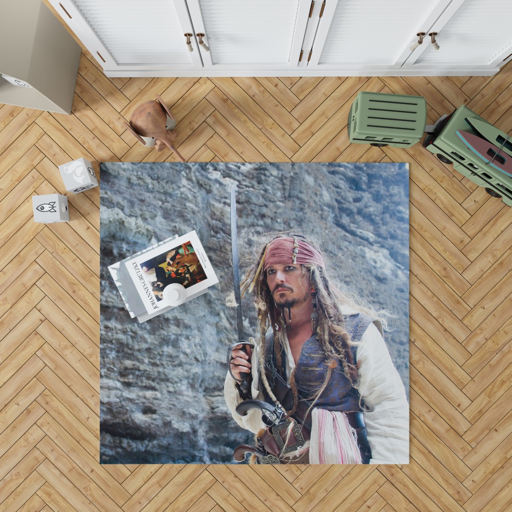 Jack Sparrow Johnny Depp In Pirates Of The Caribbean On Stranger Tides Movie Bedroom Living Room Floor Carpet Rug