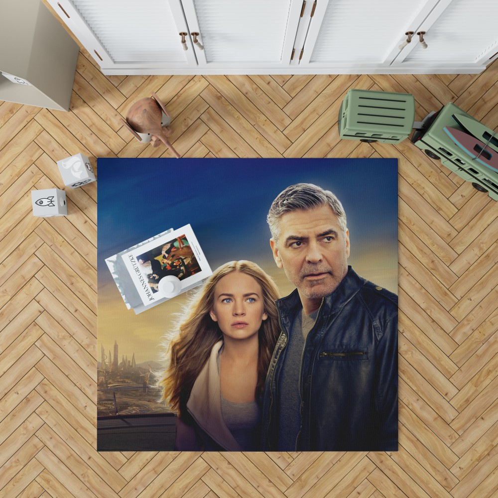 George Clooney & Brittany Robertson In Tomorrowland Movie Bedroom Living Room Floor Carpet Rug