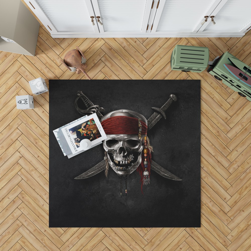 Pirates Of The Caribbean Movie Dead Skull Bedroom Living Room Floor Carpet Rug