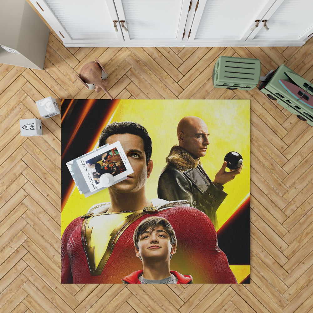 Shazam Movie Zachary Levi Mark Strong Asher Angel Bedroom Living Room Floor Carpet Rug