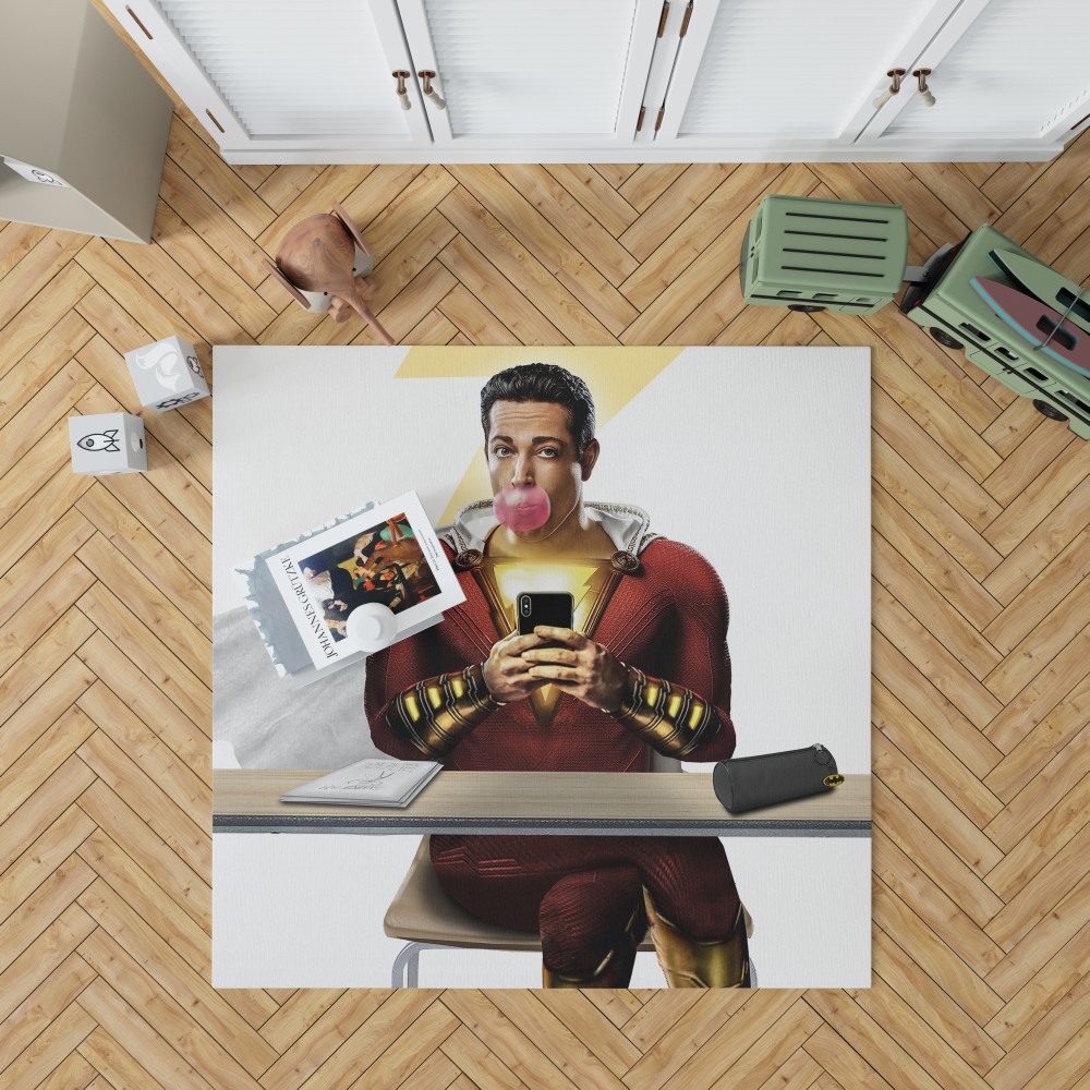 Shazam Movie Zachary Levi Dc Bedroom Living Room Floor Carpet Rug