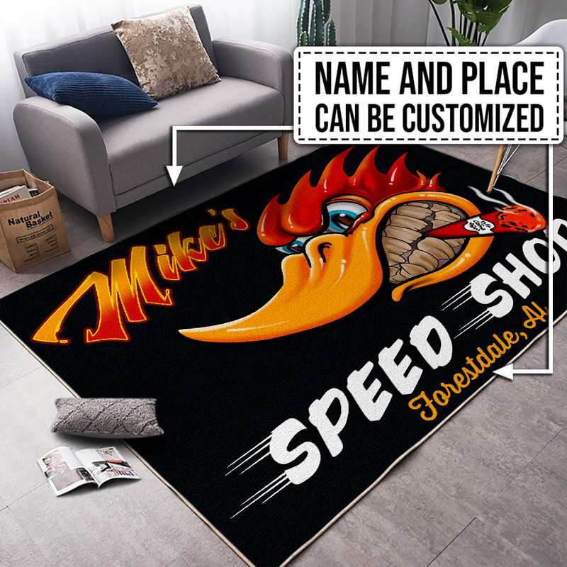 Personalized Hot Rod Garage Area Rug