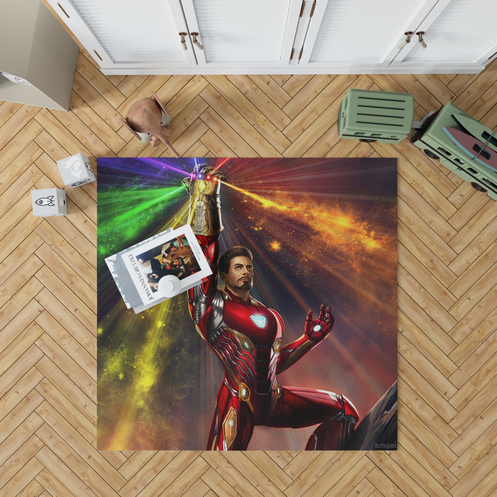 Iron Man Infinity Gauntlet Tony Stark Avengers Endgame Movie Bedroom Living Room Floor Carpet Rug