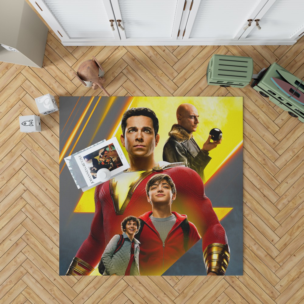 Shazam Movie Dc Comics Zachary Levi Mark Strong Bedroom Living Room Floor Carpet Rug