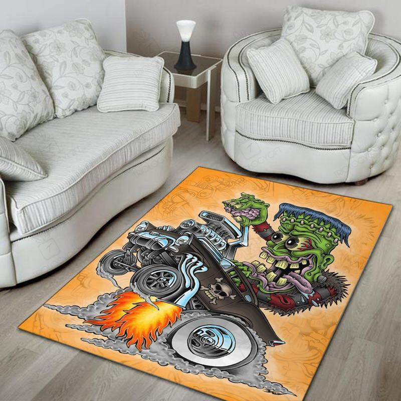 Rat Fink Hot Rod Muscle Car Rug Hot Rod Rug For Garage