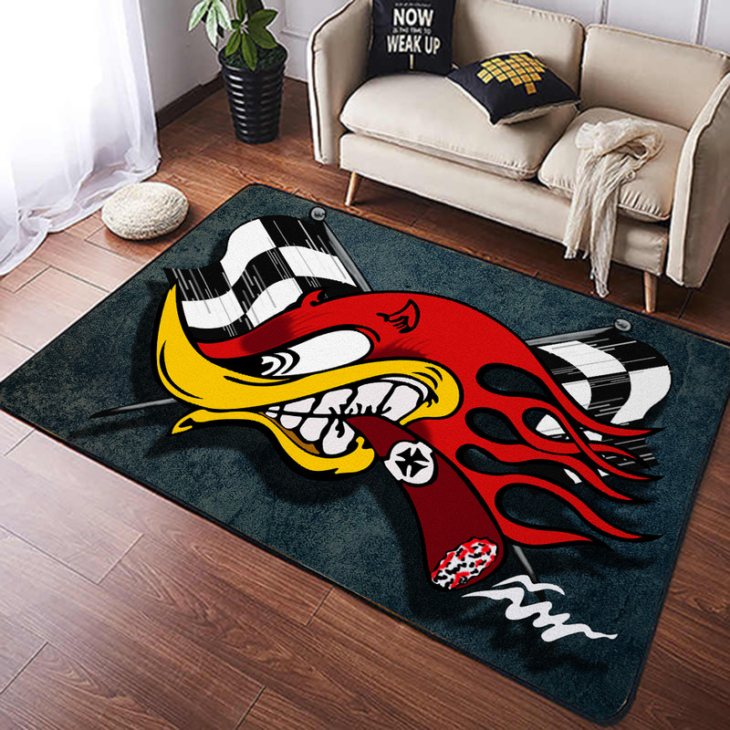 Personalized Mr. Horsepower Red Devil Garage Rug