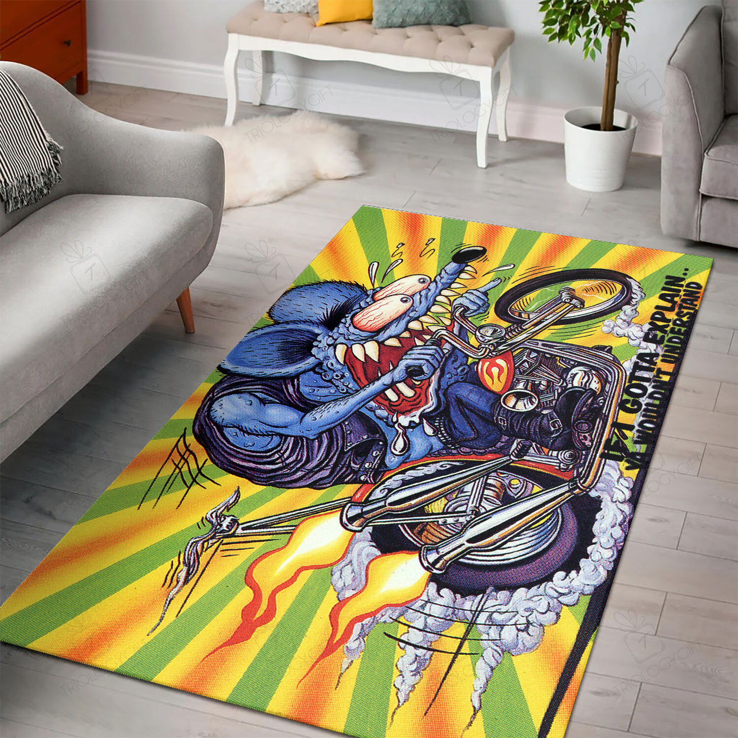 Rat Fink If I Gotta Explain You WouldnT Understand Rug Hot Rod Rug For Garage