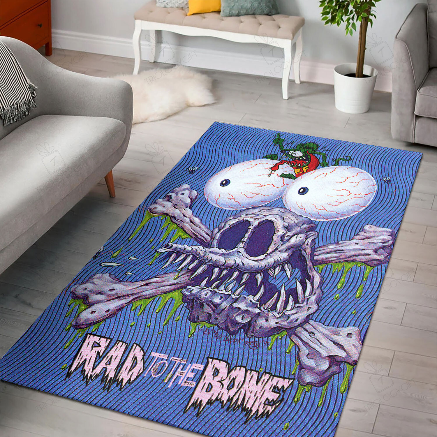 Rat Fink Rad To The Bone Rug Hot Rod Rug For Garage
