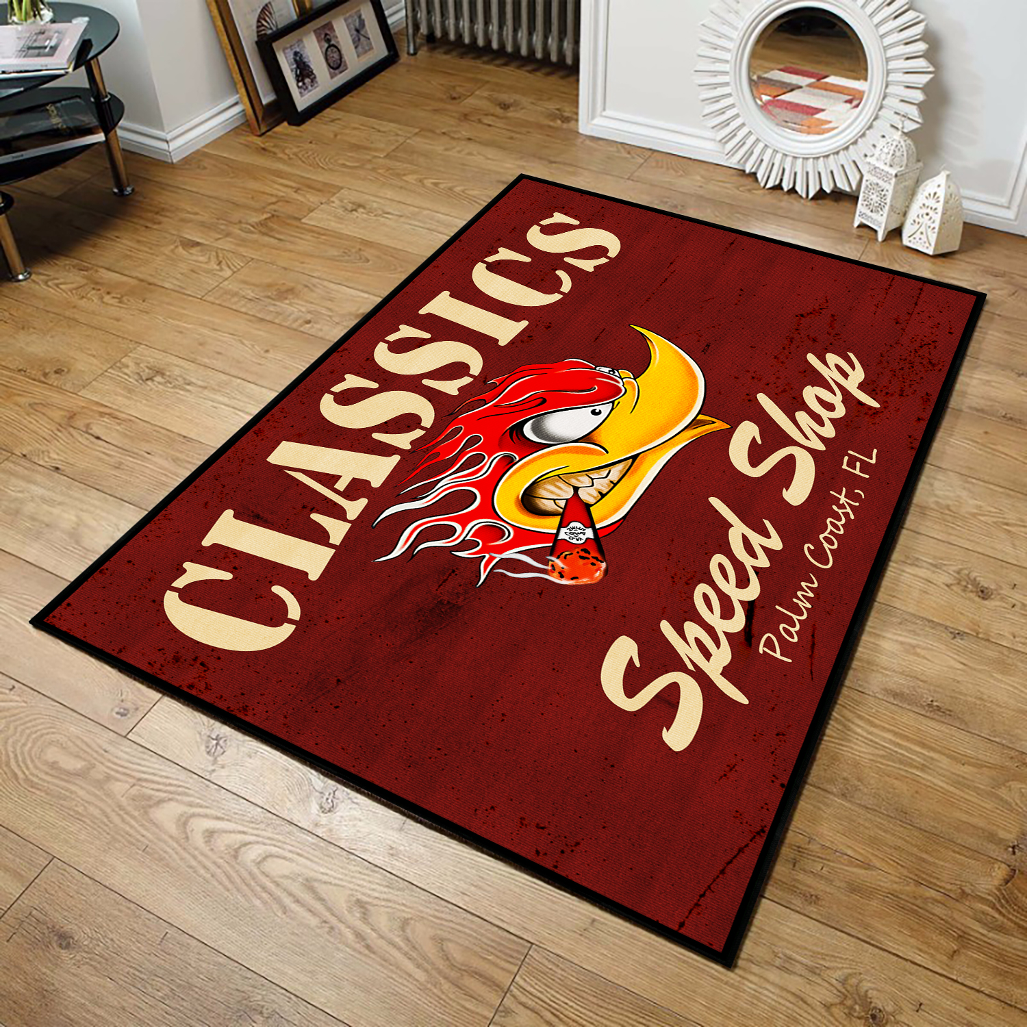 Personalized Devil Classic Speed Shop Area Rug