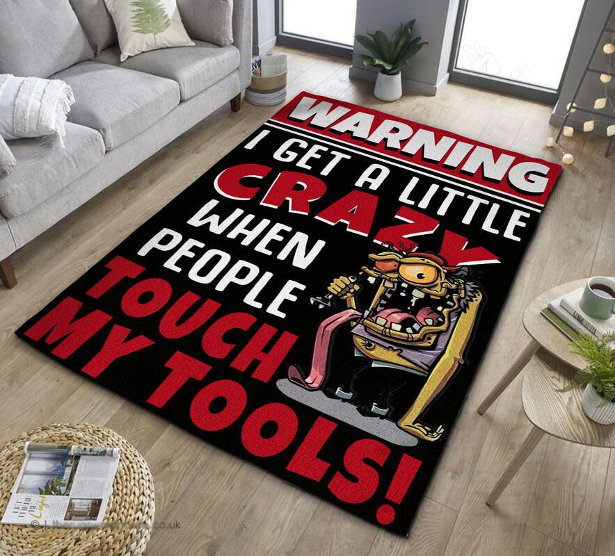 Rat Fink I Get A Little Crazy When People Touch My Tools Rug Hot Rod Rug For Garage